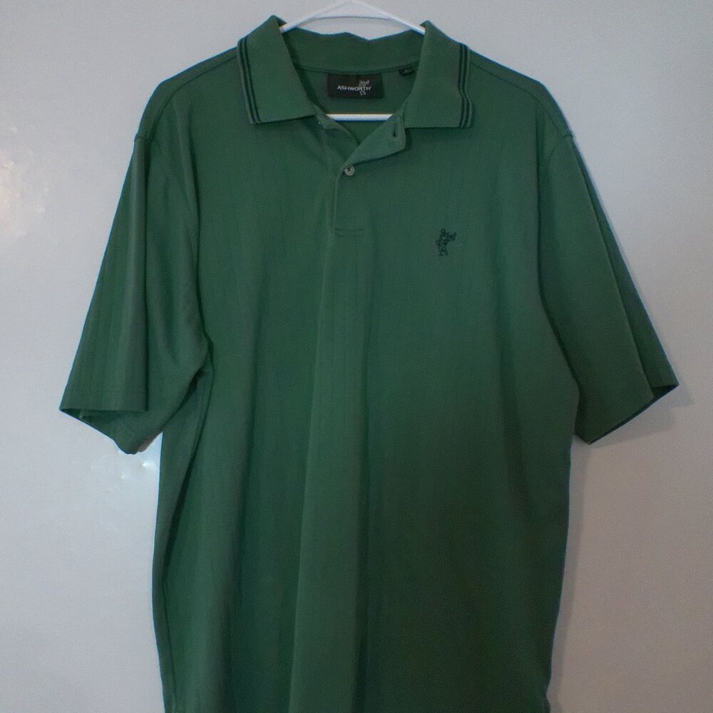 Ashworth Men’s Green Polo Shirt Size Large Short Sleeve Golf Casual Classic Fit